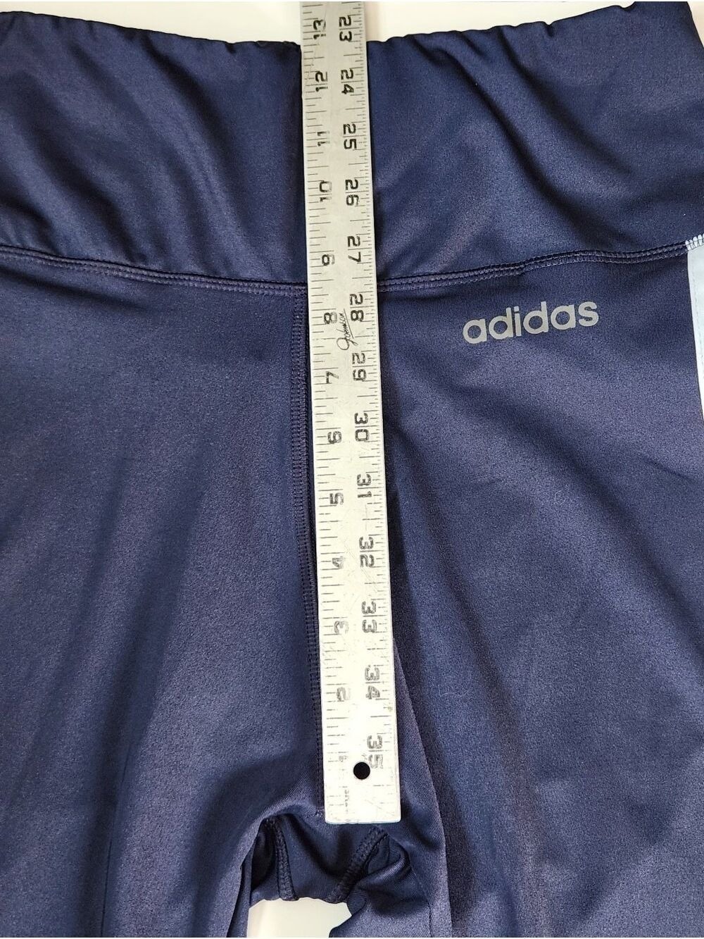 Adidas Climalite Women's Medium Navy Blue 3-Stripe Athletic Leggings DQ3076 - Picture 10 of 12